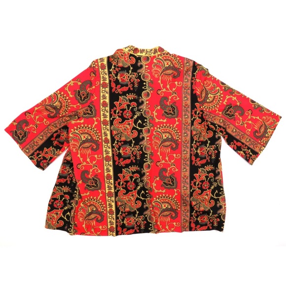 NWOT Vintage 90s Baroque Royalty Black Gold Red Wrap Jacket 24W Made USA - Picture 5 of 7